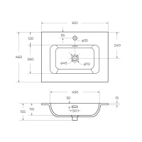 Керамическая раковина CZR-8073-60, 610x460x155 - Gidratop.ru изображение