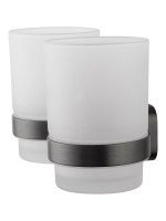 Два стакана для зубных щеток с держателем WONZON & WOGHAND GRAFFITY, Темный графит (WW-9328-GM) - Gidratop.ru изображение