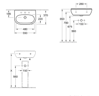 Раковина Villeroy&Boch O.novo 55 х 37 см, подвесная, альпийский белый, 51665501 - Gidratop.ru изображение