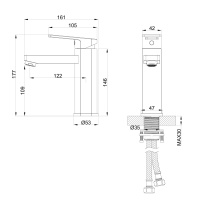Смеситель для раковины WONZON & WOGHAND FRAME, Черный матовый (WW-88139010-MB) - Gidratop.ru изображение