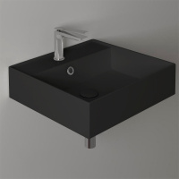 Раковина подвесная 51х46 см, с переливом, с 1 отв под смеситель,цвет черный матовый - Gidratop.ru изображение