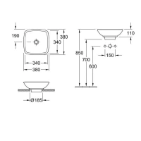 Раковина Villeroy&Boch Loop & Friends, 38 х 38 см, на столешницу, альпийский белый, 514900R1 - Gidratop.ru изображение