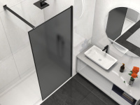 Душевая перегородка Walk-In VSW-1HS100GFB, 1000*2000, черный матовый, стекло матовое тонированное - Gidratop.ru изображение