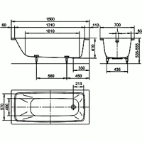 Стальная ванна Kaldewei Cayono мод. 747, 150 х 70 см, anti-slip + easy-clean, 2747.3000.3001 - Gidratop.ru изображение