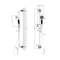 GESSI VENTI20 штанга для душа 800 мм., с ручным душем и шлангом 1500 мм., цвет черный матовый - Gidratop.ru изображение