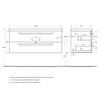ECO База под раковину подвесная с двумя выкатными ящиками, Sapfiro, 1198x472x500, ECO-1200-2C-SO-SPF-P - Gidratop.ru изображение