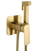 Смеситель с гигиеническим душем встраиваемый WONZON & WOGHAND DIAMOND, Брашированное золото (WW-88829011-BG) - Gidratop.ru изображение