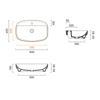 Catalano Alvea Раковина 60*40 настольная или полувстраиваемая, с 1 отв, под смеситель, цвет белый глянцевый - Gidratop.ru изображение