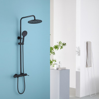 Душевая стойка ABBER Emotion AF8816B с изливом, черная матовая - Gidratop.ru изображение