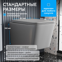 Унитаз ABBER Rechteck AC1201MG подвесной серый, безободковый - Gidratop.ru изображение