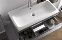 Раковина Geberit iCon 124090000, 90 х 48,5 см, перелив и отверстие под смеситель по центру, белая - Gidratop.ru изображение