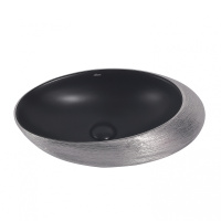 Раковина накладная ABBER Bequem AC2107BS черная матовая с серебром - Gidratop.ru изображение