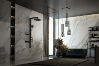 Душевая стойка Inspire VSFS-3I11MB с изливом, 30см верх душ, черный - Gidratop.ru изображение