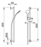 Душевой гарнитур Keuco IXMO штанга 80 см, круглые розетки, хром, 59587010921 - Gidratop.ru изображение