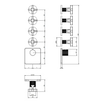 GESSI INCISO встраиваемый термостатический смеситель на 4 источника, резьба 3/4 (внешние части), цвет: nero XL - Gidratop.ru изображение