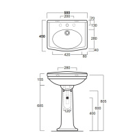 Раковина 58х45 см, 1 отв., цвет: белый - Gidratop.ru изображение