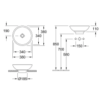 Раковина Villeroy&Boch Loop & Friends, 38 х 38 см, встраиваемая сверху, альпийский белый, 514800R1 - Gidratop.ru изображение