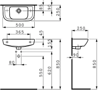 Раковина Laufen Pro 8.1695.7.000.105/6.1 50 х 25 см отверстие слева/справа - Gidratop.ru изображение