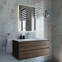 База под раковину Luka 1000 подвесная, 2 выкатных ящика soft-close, C.Oak - Gidratop.ru изображение