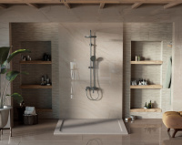 Душевая стойка VSFS-413GM с изливом, вороненая сталь - Gidratop.ru изображение