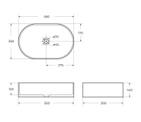 Раковина керамическая накладная, овальная BB1048 - Gidratop.ru изображение