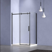 Душевой уголок Como-N VSR-4CN9015CLB, 1500*900, черный, стекло прозрачное - Gidratop.ru изображение