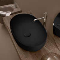 Раковина 60х40 см, без отв., накладная, цвет: черный матовый - Gidratop.ru изображение