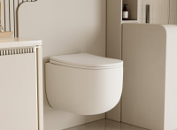 Унитаз ABBER Bequem AC1104TMW подвесной белый матовый, безободковый, смыв торнадо - Gidratop.ru изображение