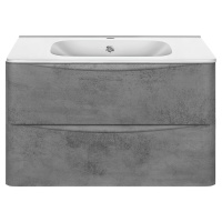 База под раковину Paola 800 подвесная, 2 выкатных ящика soft close, Beton - Gidratop.ru изображение