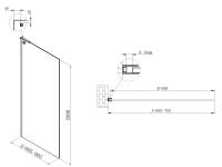 Душевая перегородка Walk-In VSW-7HA700CLB, 700*2000, черный матовый, стекло прозрачное - Gidratop.ru изображение