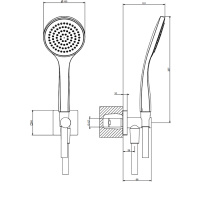 GESSI Rilievo душевой комплект, состоящий из вывода воды на1/2, держателя, шланга 1,50 м и душевой лейки, цвет: nero XL - Gidratop.ru изображение