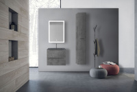 База под керамическую раковину Mia 600 подвесная, 2 выкатных ящика soft close, Beton - Gidratop.ru изображение