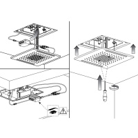 GESSI COLOUR верхний душ 500х500 мм., встраиваемый в потолок, 3 режима, хромотерапия, внешняя часть, цвет Mirror Steel - Gidratop.ru изображение