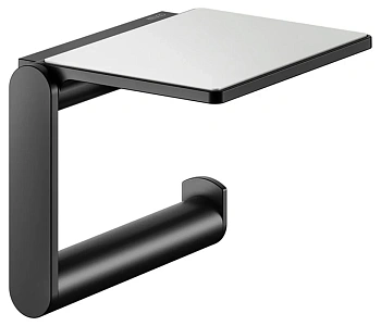Держатель туалетной бумаги с полкой для телефона Keuco Plan 14973370000, черный матовый