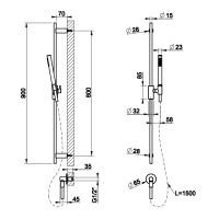 GESSI HABITO INTRECCIO душевой гарнитур с штангой, выводом воды, ручным душем и шлангом 1500 мм., цвет Black Metal Br. PVD - Gidratop.ru изображение