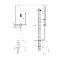 Gessi Rettangolo душевая стойка с ручным душем и выводом воды из стены, цвет: черный - Gidratop.ru изображение