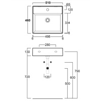 Раковина подвесная 51х46 см, с переливом, с 1 отв под смеситель,цвет черный матовый - Gidratop.ru изображение