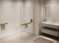 Душевая перегородка Walk-In VSW-1HR900CLG, 900*2000, матовый золотой, стекло прозрачное - Gidratop.ru изображение