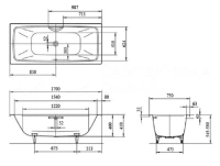 Ванна стальная Kaldewei Cayono Duo standard mod 724, 170 x 75 см, белый, 724 272400010001 - Gidratop.ru изображение