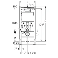 Инсталляция Geberit Duofix Delta 458.133.21.1 с клавишей Delta 20, хром - Gidratop.ru изображение