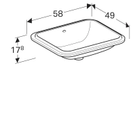 Раковина Geberit Variform 500.764.01.2 50 x 40 см прямоугольная, встраиваемая снизу, с переливом - Gidratop.ru изображение