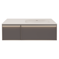 База под раковину Elise 1200 подвесная, правая, 2 выкатных ящика soft close, серый матовый - Gidratop.ru изображение