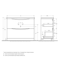 MARINO База под раковину напольная с двумя выкатными ящиками, Bianco Lucido, 1000x445x805, MARINO-1000-2C-PIA-BL-P - Gidratop.ru изображение
