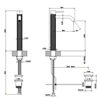GESSI 316 смеситель для раковины на 1 отверстие, высокий, h=305мм, с донным клапаном, излив 156мм, цвет: steel brushed - Gidratop.ru изображение