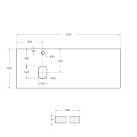 Столешница из МДФ, асимметричное левостороннее расположение отверстий для раковины и смесителя, 1204x462x19 EK-120-AS-BL-L Bianco Lucido - Gidratop.ru изображение