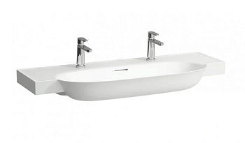 Раковина Laufen New Classic 8.1385.8.757.107.1 120 х 48 х 16.5 см, SaphirKeramik, 2 отверстия, с переливом, белый матовый