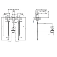 GESSI Rilievo смеситель для раковины на 3 отв. с донным клапаном h=125мм, излив 154мм, цвет: nero XL - Gidratop.ru изображение