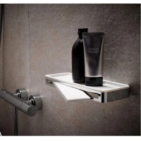 Полка Keuco Plan 14959010038, со встроенным стеклоочистителем, хром, светло-серый - Gidratop.ru изображение