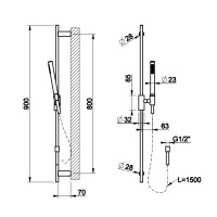 Gessi Anello штанга в комплекте с душевой лейкой легкой очистки, шланг 1,50 м, цвет: хром - Gidratop.ru изображение