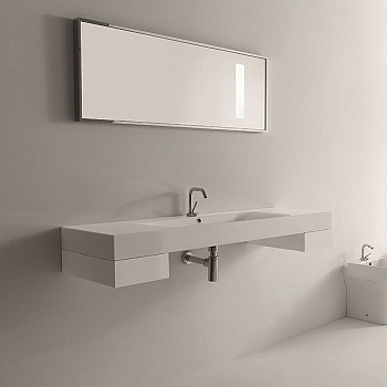 Раковина 140х45 см, 1 отв., цвет: белый